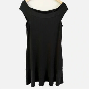 WHBM White House Black Market Black Flounce Hem Dress Size Medium